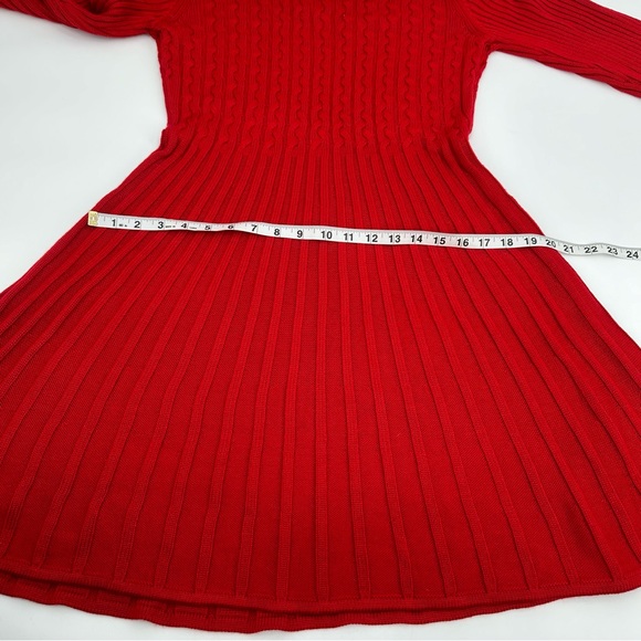 J HOWARD Red Sweater Dress Womens L Ribbed Cable Knit  Fit & Flare 3/4 Sleeves - Picture 7 of 10
